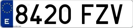 Ejemplo de matrícula española 8420 FZV