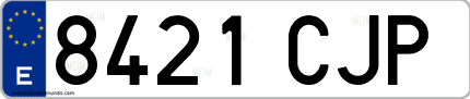 Ejemplo de matrícula de coche ordinaria 8421 CJP