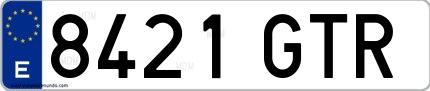 Ejemplo de matrícula española 8421 GTR