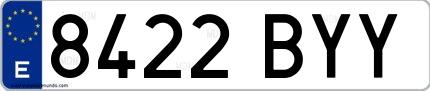 Ejemplo de matrícula española 8422 BYY