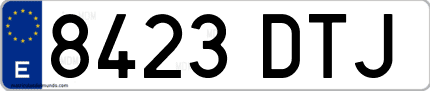 Ejemplo de matrícula de coche ordinaria 8423 DTJ
