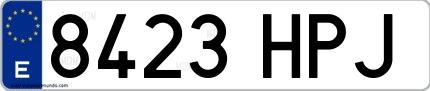Ejemplo de matrícula española 8423 HPJ