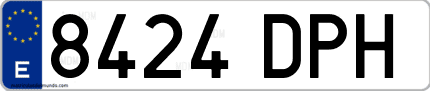 Ejemplo de matrícula de coche ordinaria 8424 DPH