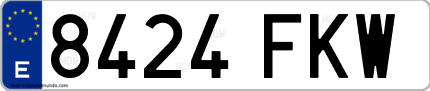 Ejemplo de matrícula de coche ordinaria 8424 FKW