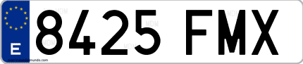 Ejemplo de matrícula de coche ordinaria 8425 FMX