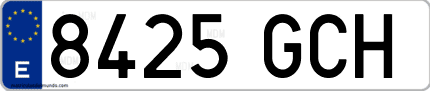 Ejemplo de matrícula de coche ordinaria 8425 GCH