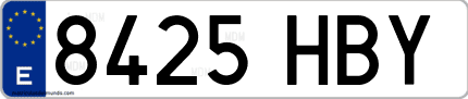 Ejemplo de matrícula de coche ordinaria 8425 HBY
