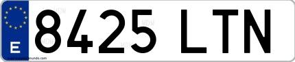 Ejemplo de matrícula española 8425 LTN
