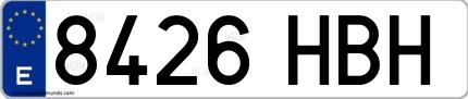 Ejemplo de matrícula española 8426 HBH