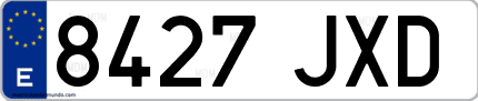 Ejemplo de matrícula de coche ordinaria 8427 JXD