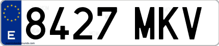 Ejemplo de matrícula de coche ordinaria 8427 MKV