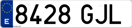 Ejemplo de matrícula de coche ordinaria 8428 GJL