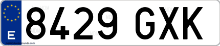 Ejemplo de matrícula de coche ordinaria 8429 GXK