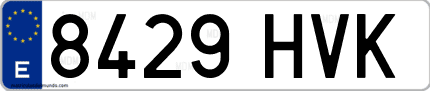 Ejemplo de matrícula de coche ordinaria 8429 HVK