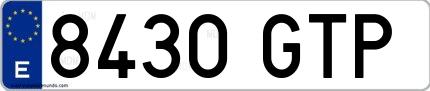 Ejemplo de matrícula española 8430 GTP