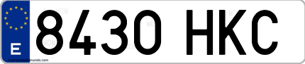 Ejemplo de matrícula de coche ordinaria 8430 HKC