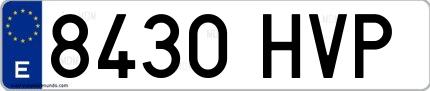 Ejemplo de matrícula española 8430 HVP