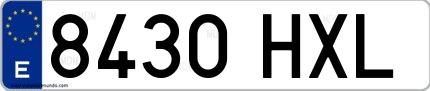 Ejemplo de matrícula española 8430 HXL