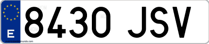 Ejemplo de matrícula de coche ordinaria 8430 JSV