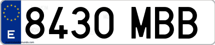 Ejemplo de matrícula de coche ordinaria 8430 MBB