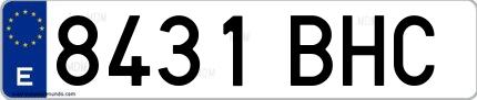 Ejemplo de matrícula española 8431 BHC
