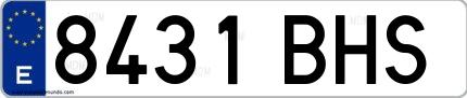 Ejemplo de matrícula española 8431 BHS