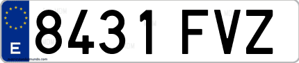 Ejemplo de matrícula de coche ordinaria 8431 FVZ