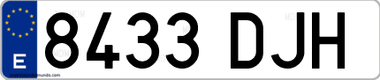Ejemplo de matrícula de coche ordinaria 8433 DJH