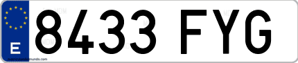 Ejemplo de matrícula de coche ordinaria 8433 FYG