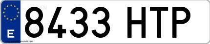 Ejemplo de matrícula española 8433 HTP