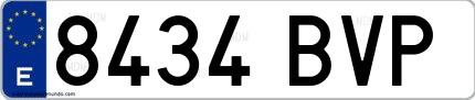 Ejemplo de matrícula española 8434 BVP