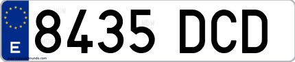 Ejemplo de matrícula de coche ordinaria 8435 DCD