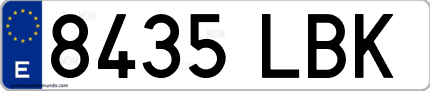 Ejemplo de matrícula de coche ordinaria 8435 LBK