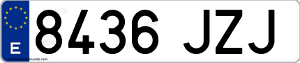 Ejemplo de matrícula de coche ordinaria 8436 JZJ