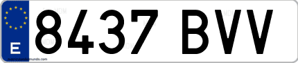 Ejemplo de matrícula de coche ordinaria 8437 BVV
