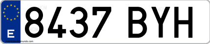 Ejemplo de matrícula de coche ordinaria 8437 BYH