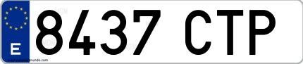 Ejemplo de matrícula española 8437 CTP