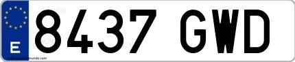 Ejemplo de matrícula española 8437 GWD