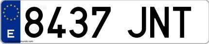 Ejemplo de matrícula española 8437 JNT