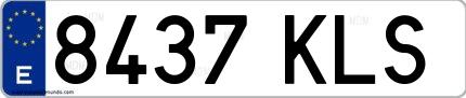 Ejemplo de matrícula española 8437 KLS