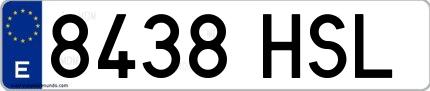 Ejemplo de matrícula española 8438 HSL