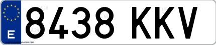 Ejemplo de matrícula española 8438 KKV