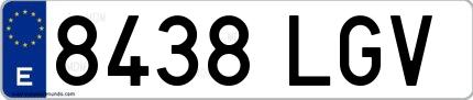 Ejemplo de matrícula española 8438 LGV