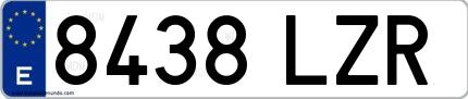 Ejemplo de matrícula española 8438 LZR