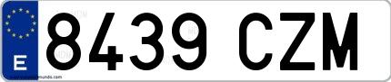 Ejemplo de matrícula española 8439 CZM