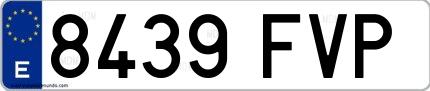 Ejemplo de matrícula española 8439 FVP
