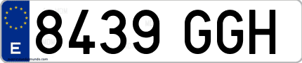 Ejemplo de matrícula de coche ordinaria 8439 GGH