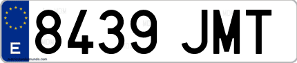 Ejemplo de matrícula de coche ordinaria 8439 JMT