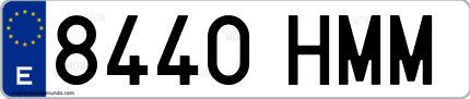 Ejemplo de matrícula de coche ordinaria 8440 HMM