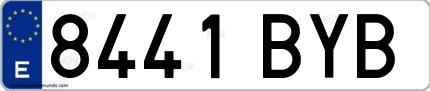 Ejemplo de matrícula española 8441 BYB